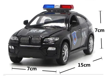 1/32 Aukštos Modeliavimas BM-W-X6 Metalo Diecast Transporto priemonės Lydinio Žaislas Policijos Automobilio Garso Ir Šviesos Traukti Atgal Modelis Žaislai Vaikams