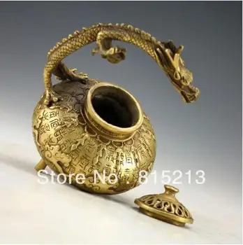 Kinijos Derliaus rankų darbas bronzos Drakono statula Smilkalų Degikliai