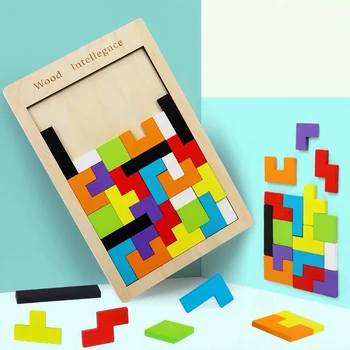 Vaikai 3D Dėlionė Medinė Montessori Žaislai Tangram Dėlionės Blokai Ikimokyklinio Magination Mokymosi Žaislai Vaikams