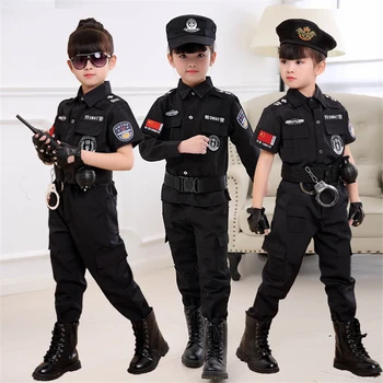 Vaikai Helovinas Policininkas Kostiumai Vaikams Šalies Karnavalas Policijos Uniformą 110-160cm Berniukai Armijos Policininkų Cosplay Drabužių Rinkiniai