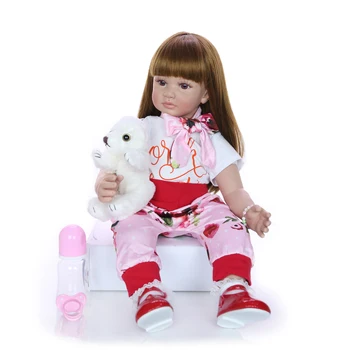 Mados 24 Colių Reborn Baby Doll, 60 cm Silikono Minkštas Realus Princesė Mergina Kūdikių Lėlės Žaislas, Tautinės Lėlės, Vaikų Dienos Dovanų