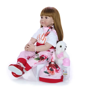 Mados 24 Colių Reborn Baby Doll, 60 cm Silikono Minkštas Realus Princesė Mergina Kūdikių Lėlės Žaislas, Tautinės Lėlės, Vaikų Dienos Dovanų