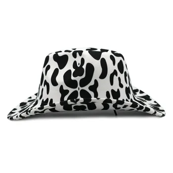 Dvipusis karvės modelį top hat moterų valcavimo kraštų fedora skrybėlę vakarų kaubojus fetrinė skrybėlė, žiemą storas šiluma ponios džiazo skrybėlę