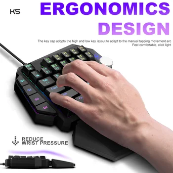 Automatinė Klaviatūros 35 klavišus Mėlyna Jungiklis Žaidimų Klaviatūra Makro Programavimas RGB Apšvietimas Laidinio teclado PC Gamer 