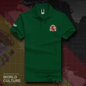 Ispanijos karalystės ESP polo marškinėliai vyrams trumpomis rankovėmis balti ženklai spausdinami šalies 2018 medvilnės tautos emblema nauja mada