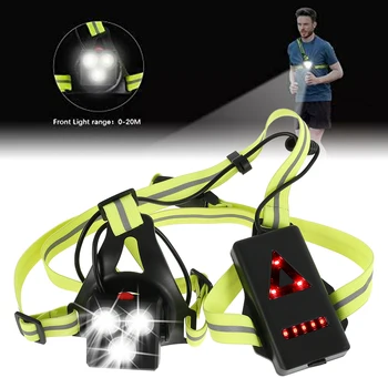 Lauko Važiavimo Šviesos Lempos, LED Krūtinės Lempa USB Įkrovimo 3 Rūšių Žibintuvėlis Su Atgal Įspėjamoji Lemputė Nešiojamas Vandeniui Žibintuvėlis