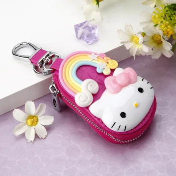 Naujas Hello-Kitty Klavišą Maišą Mados Mielas Odos Pagrindiniai Saugojimo Krepšys Aukštos Kokybės Automobilių Raktų Saugojimo Dangtelis