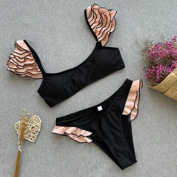 Seksualus Pynimas peties bikini 2020 Bandeau maudymosi kostiumėlį moteris Brazilijos bikini komplektas Push Up Bikinis Diržas moterų maudymosi kostiumėliai, Maudymosi Kostiumai