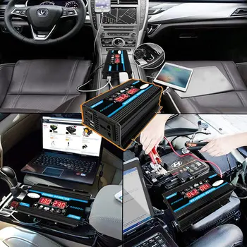 4000W 12V į 220V/110V LED Car Power Inverter Konverteris, Kroviklio Adapteris, USB Dual Įtampos Transformatorių, Modifikuotų Sinusinės Bangos