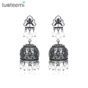 LUOTEEMI Naujo Dizaino Bohemijos Stiliaus Prabangūs Lašas Auskarai Moterims Vestuves Perlų dviejų Spalvų Mados Juvelyrika