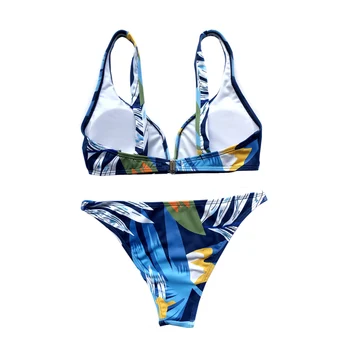 Bikini maudymosi kostiumėlis Dviejų dalių Seksualus V-kaklo Spausdinti Padalinta Maudymosi Kostiumą 2020 Metų Vasaros Push Up Mažas Juosmens Bikini Komplektas