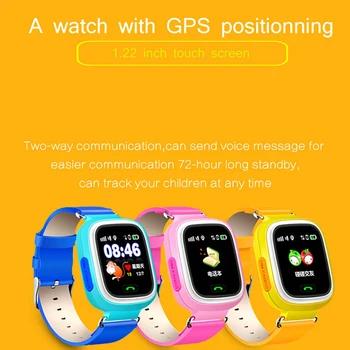 Naujas Q90 GPS Vaikas Smart Watch Telefono Poziciją Vaikams Žiūrėti 1.22 colių Jutiklinis Ekranas WIFI SOS Smart Vaikams Žiūrėti