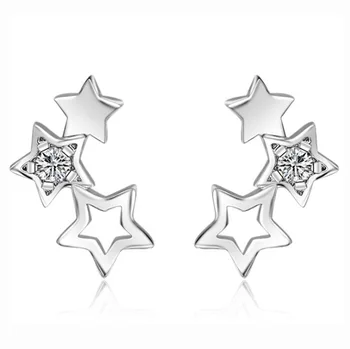 925 Sterling Silver Crystal Tuščiaviduriai Star Stud Auskarai Moterims, Vaikams Vestuvių Dovana Moters pendientes
