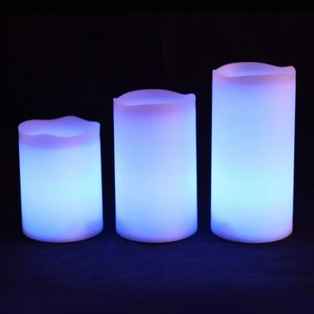 3Pcs Nustatyti, Įvairiaspalvis LED Flameless Elektroninių Žvakės Lauko & Patalpų Spalva Keičiasi Žvakių Šviesos Su Multi-Funkcija Laikmatis R
