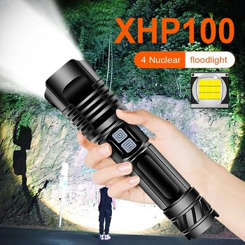 XHP100 Labiausiai galingas LED Žibintuvėlis Ypač Ryškus Žibintuvėlis, USB Įkrovimo Zoomable Taktinis Šviesos 26650 18650 Baterija, Kempingas