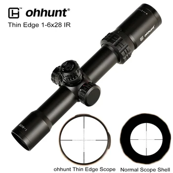 Medžioklės ohhunt Plonas Kraštas 1-6X28 IR Riflescopes Mil Dot Stiklo Išgraviruotas Tinklelis RGB Apšvietimo Bokštai Lock Reset Fotografavimo taikymo Sritis