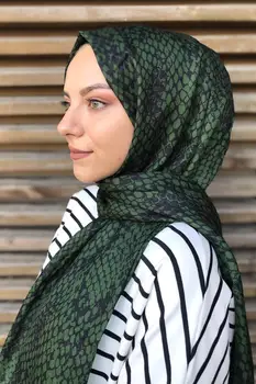 Moterų Mados Musulmonų Šalikai, Šaliai, Kaklaskarės Skara Hijab Turkijos Medvilnės Atspausdinti Skara Atsitiktinis Raštuotas 2020-2021 Gyvatė Modelis Medvilnės Skara Skara Chaki