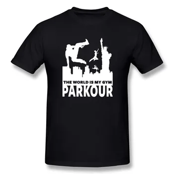 Parkour Freerunning Pasaulio sporto Salė T-Shirt Mados Juokinga trumpomis Rankovėmis T Shirts Priežastinis O-kaklo Viršūnes Tees Hip-Hop Negabaritinius