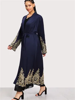 Pagalba Musulmonų ramadano Abaja moterų Suknelė Nėrinių Kaftan jilbab Skraiste, Nėriniai-up Hijab Suknelės musulman Tunika Arabų Jubah Islamo Apranga