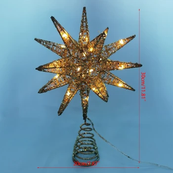 Kalėdų Eglutė LED Star Medžio Topper baterijomis, Treetop Apdailos Kabinti Kalėdos Apdailos Ornamentu Topper