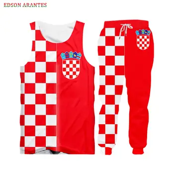 Custom S-6XL Kroatijos Vėliava Vyrų Sportwear Rinkiniai Prabanga 3d raudona balta Tinklelis Spausdinti Užtrauktukas, Striukės Hoodie T-shirt Bakas Poilsiu Kelnės