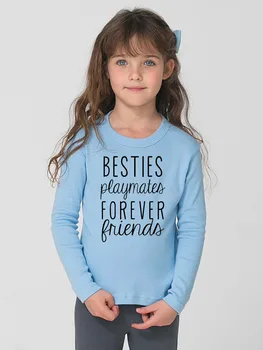 Juokingi Vaikai Long Sleeve T-shirt ie Playmates Amžinai Draugais Spausdinti Vaikai, Berniukai Mergaitės Geriausias Draugas Tee Marškinėliai Atsitiktinis Kūdikis Viršūnės