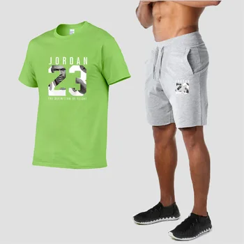 2020 naujas vasaros specialūs vyriški marškinėliai atsitiktinis kelnės dviejų dalių veikia fitneso sporto Jordanija 23 print T-shirt
