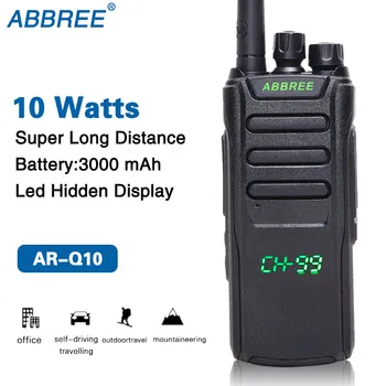 ABBREE AR-Q10 10W Galingas 99CH Paslėptas LED Ekranu UHF 400-470Mhz 3000mAh Baterija Ilgo Nuotolio Du Būdu Radijo Walkie Talkie