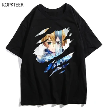 Sword Art Online Anime T-Shirt Kirito Asuna Eugeo Grafinis Spausdinti Marškinėliai Juokinga Harajuku Trumpas Rankovėmis Streetwear Vyrų Viršūnes Tees