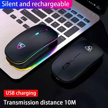 Belaidės Pelės RGB Įkraunamą Pelę, Wireless Kompiuteris Tylus LED Apšvietimu, Ergonomiškas Žaidimų Pelės Nešiojamas PC Biuras