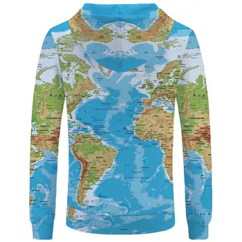 KYKU Prekės Pasaulio Žemėlapyje Palaidinės Žemės Prakaito marškinėliai Juokinga 3d Mens Hoodies Hip-Hop Drabužiai Vyrams Cool Anime Rudens Žiemos 2018