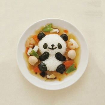 4pcs/set Animacinių filmų Panda Pelėsių Sushi Ryžiai, Pelėsių Onigiri Shaper ir Sausas Skrudintų jūros Dumblių Cutter Nustatyti, Virtuvė Pelėsių Įrankiai EA