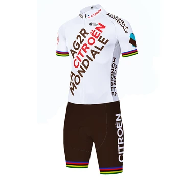 AG2R trumpas rankovės dviračių skinsuit 20D gelio padas vienas gabalas dviračių jumpsuit triatlonas kostiumas quick dry completo ciclismo estivo 2021