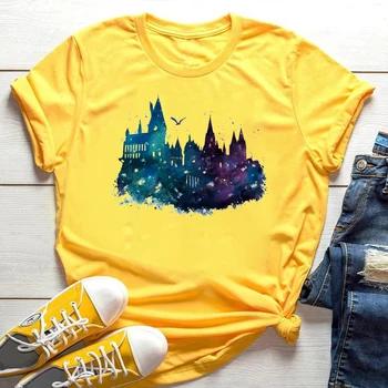 Akvarelė Hogvartso Mokyklos T-shirt Magišką Pasaulį Hogvartso Shirt Cool Vedlys Tee HP Įkvėpė Trišakius Dovanų Gerbėjai