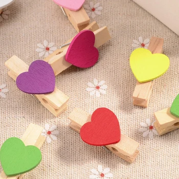 100 Mini Mediniai Meilė Širdies Vinys Photo Paper Clip Vestuvių Dekoro Amatų (Mišrios)