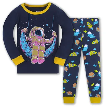 Top Brand Vaikų Pižama Sleepwear Vaikai naktiniai drabužiai Medvilnės Kūdikių berniukų, mergaičių drabužių rinkinius automobilių spausdinimo mados top + kelnės tinka