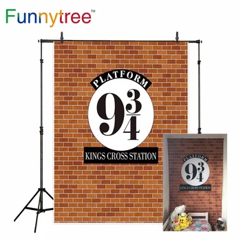 Funnytree nuotrauka fone studija plytų sienos, magijos mokyklos kings cross stoties vaikai, photocall kalėdų gimtadienio fonas