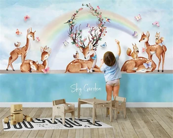 Beibehang Pritaikytas modernus minimalistinio asmenybės klasikinis mielas gyvūnų briedžių vaikų kambario fone de papel parede 3d tapetai