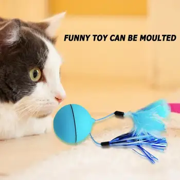 Interaktyvus Automatinė Valcavimo Kamuolys, Žaislai Katėms USB Įkrovimo Elektra LED Švytėti Lazerių Kamuolys Žaislas su Plunksna Katė Dantį Žaislas