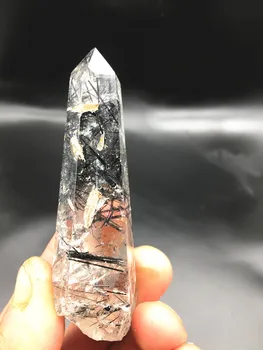 60-70grams natūralaus kvarco kristalo juodas turmalinas su magic wand gijimą.