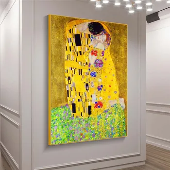 Gustavo Klimto Bučinys Naftos Paveikslų Spausdinimas ant Drobės Meno Plakatų, piešinių ir Spaudinių Garsaus Menas Drobė Nuotraukas Kambarį Cuadros