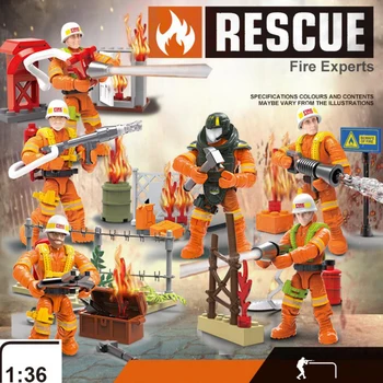 1:36 masto gaisrininkas veiksmų skaičiai Priešgaisrinės gelbėjimo komanda ekspertai mega block Vandens pistoletas statybinės plytos žaislai vaikams dovanos