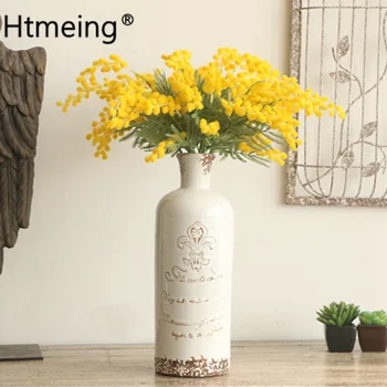 6 VNT Dirbtinės Gėlės Australijos Akacija Geltona Mimoza filialai Purškimo Šilko Gėlių Vestuvių Augalai Šalies Atveju Dekoras