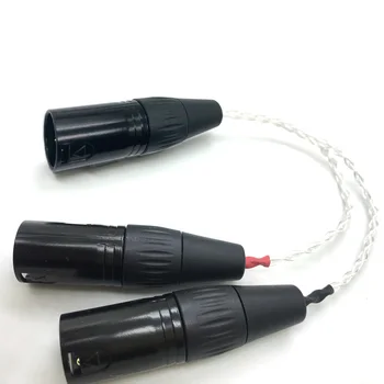 Haldane 8 Branduolių 7N OCC Sidabro Padengtą 4-pin XLR Male 2x 3-pin XLR Male Balanced kabelis, Ausinės, Audio Adapteris