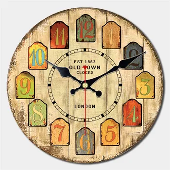 Namo Medinis Didelis Sieninis Laikrodis Meno Silent Retro Kūrybos Modernus Dizainas, Apvalios Derliaus Silent Didelis Arabų Skaitmenis Laikrodis