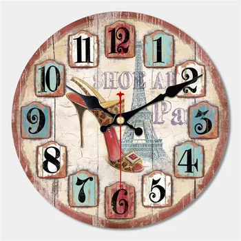Namo Medinis Didelis Sieninis Laikrodis Meno Silent Retro Kūrybos Modernus Dizainas, Apvalios Derliaus Silent Didelis Arabų Skaitmenis Laikrodis