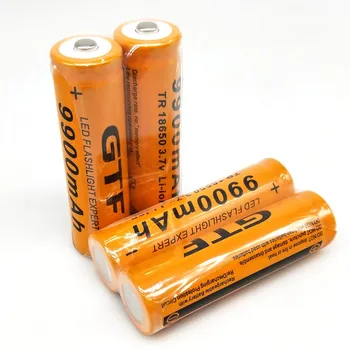 Dolidada 18650 baterija GTF 18650 Baterija li-ion Baterija 3.7 V 9900mAh Įkrovimo Baterija (akumuliatorius, žibintuvėlis baterija(orange)