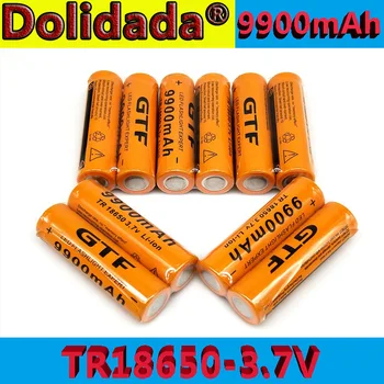 Dolidada 18650 baterija GTF 18650 Baterija li-ion Baterija 3.7 V 9900mAh Įkrovimo Baterija (akumuliatorius, žibintuvėlis baterija(orange)