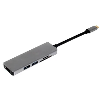 Tipas-C HUB 5 in 1 4K HDMI 2 USB 3.0 SD TF Reader Konverteris Adapteris Office Rūpintis Kompiuterių Reikmenys Nešiojamas KOMPIUTERIS