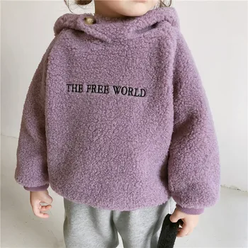 2019 Žiemos Naujas Atvykimo korėjos stiliaus raidėmis modelio vilnonis su gobtuvu sutirštės ir šiltas hoodie mados sweet baby mergaitės berniukai